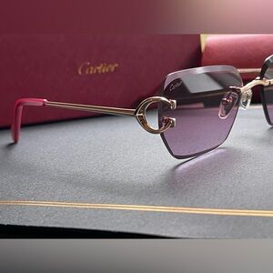 Cartier Purple Rimless Sunglasses